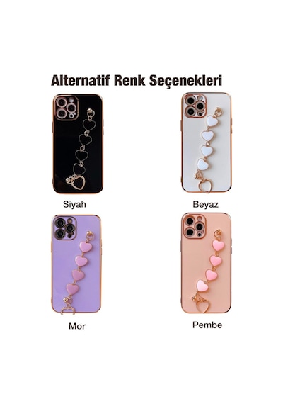 Ally Apple Uyumlu iPhone 12 Pro 6.1Inç Kilif Kalp Bileklik Tutuculu Lüx Silik 340967979