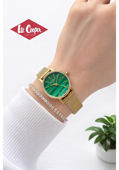 Lee Cooper Küçük Kasa Vintage Hasır Kordon 2 Yıl Garantili 3 Atm Kadın Kol Saati+bileklik 08292.170 Sarı