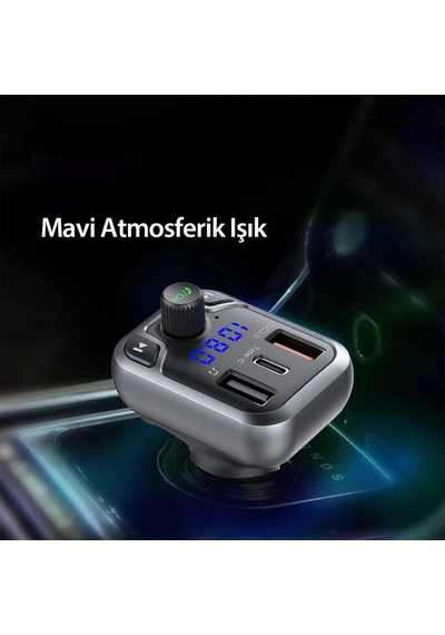 Earldom M63 Bluetooth Usb3.0 Ve Type C Pd Hızlı Şarj Fm Transmitter - Siyah