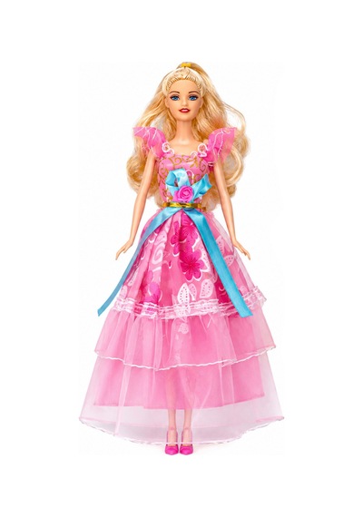 Anlily 30 Cm Moda İkonu Pembe Elbiseli Oyuncak Bebek