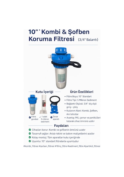 10 Kombi & Şofben Koruma Filtresi