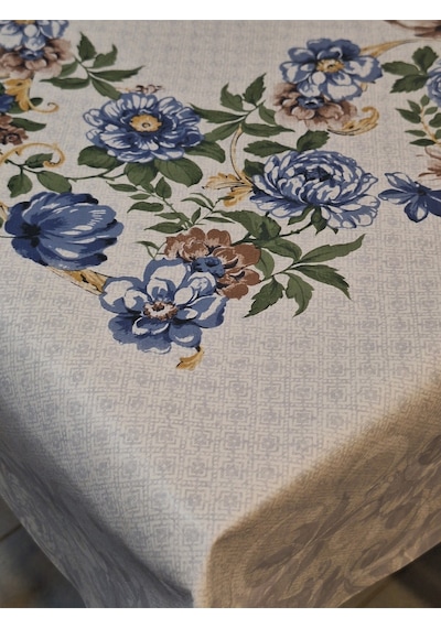 Dora Pano Elyaf Tabanlı Pvc Muşamba - Desenli Silinebilir 115 X 140 Hazır Masa Örtüsü Mavi