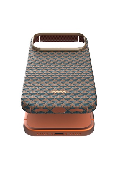 Apple Uyumlu iPhone 17 Pro Max  Kılıf M-safe Şarj Özellikli Raptic Aramid Skin Origin Seri Kapak Gold-mavi Mavi - Gold