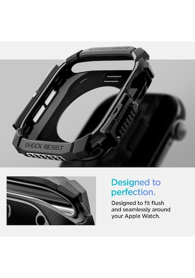 Apple Watch 46mm Seri 11/10 İle Uyumlu Kılıf Rugged Armor Matte Black - Acs08597 Çok Renkli