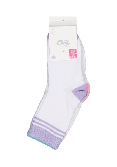 Civil Girls Basic Çift Çizgili 3'lü 2-12 Yaş Kız Soket Çorap - Standart