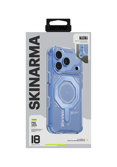 Apple Uyumlu iPhone 18 Pro Uyumlu Kılıf Skinarma M-safe Şarj Özellikli Airbag Tasarımlı Magma Kapak Mavi