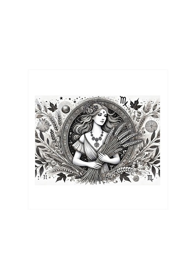 Astrolojinin Tanrıçası Başak Burcu Kadını Modern Ahşap Tablo