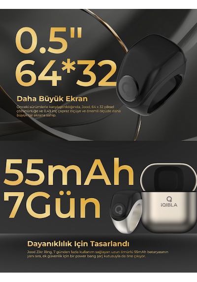 Iqibla Smart Ring J01 Jood Akıllı Zikir Yüzüğü Siyah