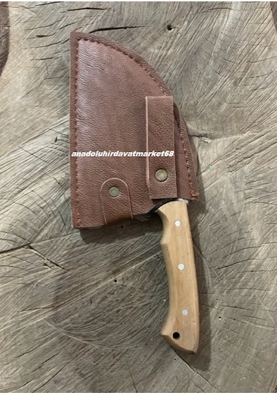 Dmr Dövme Çelik Karbon Çelik Satır Kamp Satırı Avcı Satırı Deri Kılıflı Satır Kahve