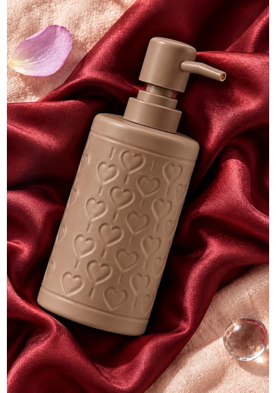 Rosıe Vizon Kabartma Kalp Desenli Yuvarlak Seramik Sıvı Sabunluk 350 Ml Karışık