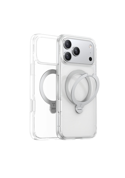 Torras Apple iPhone Uyumlu 17 Pro O Stand Spin Serisi Magsafe Kılıf Şeffaf