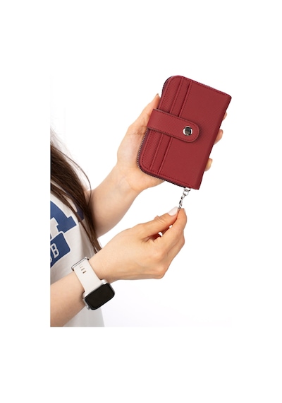 Newish Polo Kadın Kağıt Para Bölmeli Kartlık Ve Cüzdan - New411 Bordo