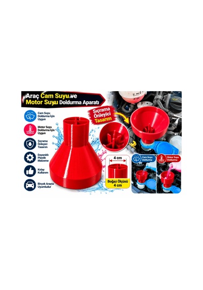 Araç Cam Suyu Ve Motor Suyu Doldurma Hunisi 4 Cm Boğazlı Sıçrama Önleyici Aparatı