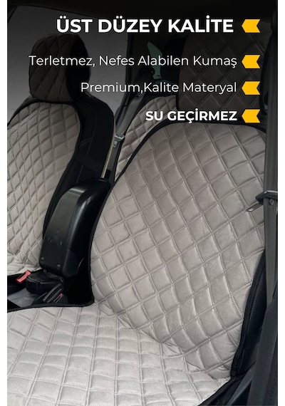 Su Geçirmez & Terletmez Sırtlı Oto Koltuk Minder Seti-koltuk Koruma Kılıfı Full Set -gri