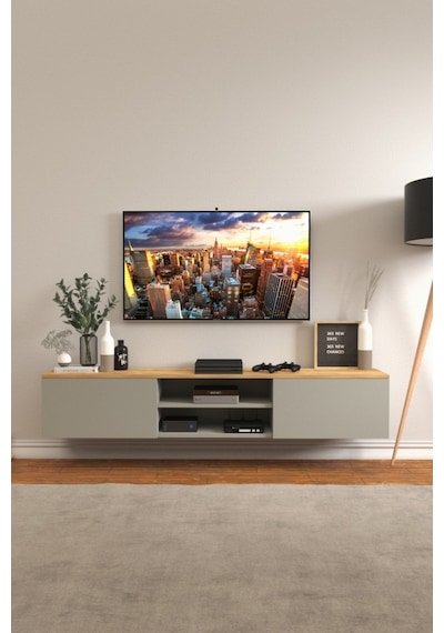 B3 Concept Nort Serisi Koyu Gri & Safir Meşe 2 Kapaklı Duvar Tipi