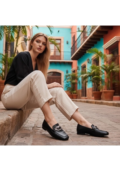 Aska Shoes Günlük Tokalı Babet 2025aska007 Siyah