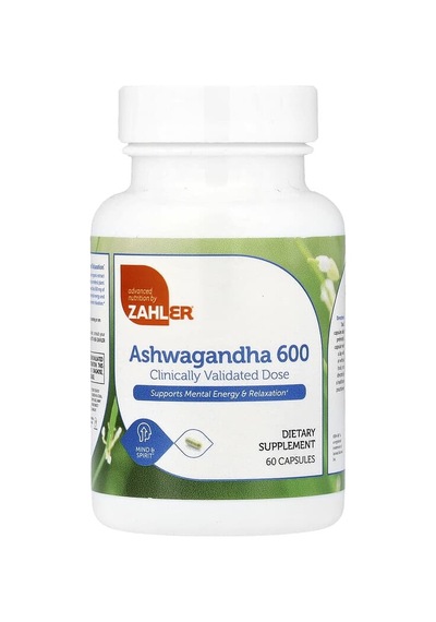 Zahler, As-hw-aga-ndha 600, Clinically Validated Dose, Supports Mental Energy & Relaxation, 60 Capsules 300 Mg Per Capsule