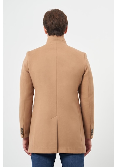 İmza Camel Kaşe Dik Yaka Kapitoneli Astar Slim Fit Dar Kesim Klasik Kaban 1008245171 Camel