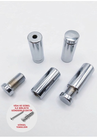 Krom Dekoratif Yükseltme Vidası 13x30mm - 4 Adet Dübel Ve Vida Dahil Diğer
