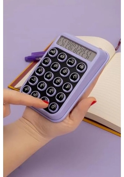 Renkli Işık Enerjili Hesap Makinesi - Günışığında Şarj 124-Pembe
