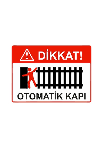 Dikkat Otomatik Kapı İsg Uyarı Levhası Pvc A4 21x30 Cm