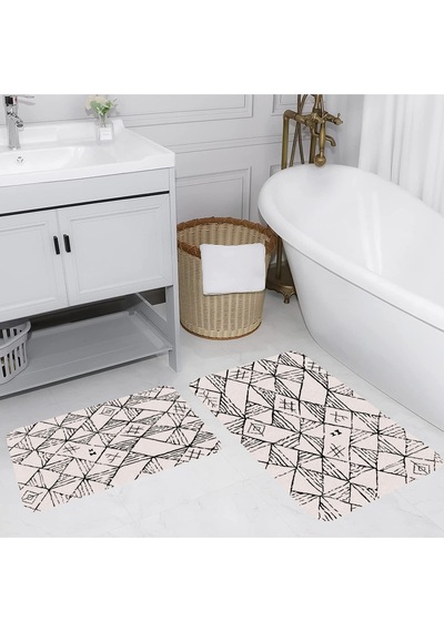 Rovigo Home Baskılı Kaymaz Taban 2 Li Banyo Paspas Takım Rvg5167-100X60-60X50 Çok Renkli