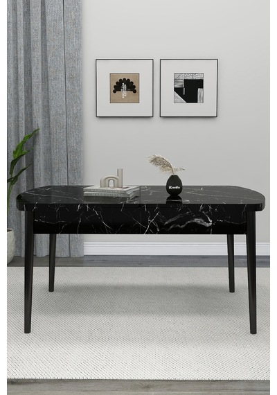 Renlife Yemek Masası Açılır 80x170 Ahşap Luxry Serisi Masa Balackty Balckty