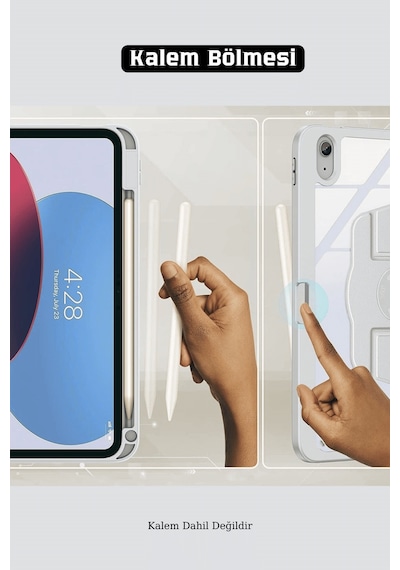 Apple Uyumlu iPad Air 11 İnç 2024 M2 Çipli 6.nesil 360 Dönebilen Standlı Pino Tablet Kılıfı