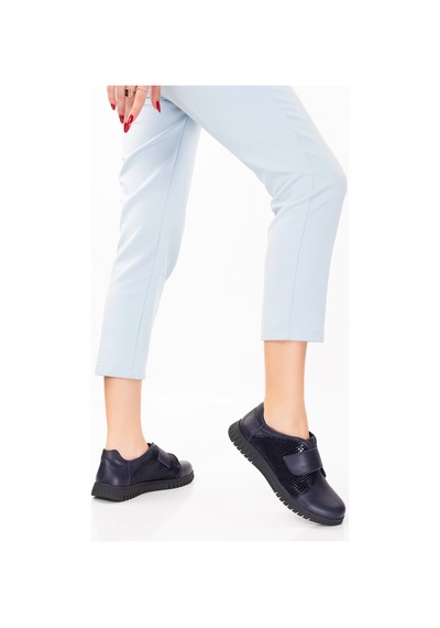 Gondol Hakiki Deri Anatomik Taban Rahat Cırtlı Ayakkabı Ell.7139 Lacivert