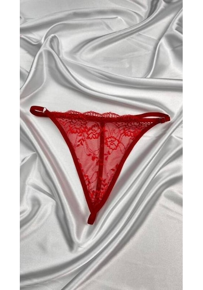 Nimselove Kadın Kırmızı Transparan Dantel Tanga Külot Çok Renkli