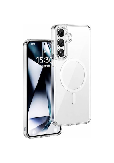 Samsung Galaxy S26 Plus Uyumlu Kamera Korumalı Magsafe Wireless Şarj Özellikli Lüks Şeffaf Silikon Telefon Kılıfı