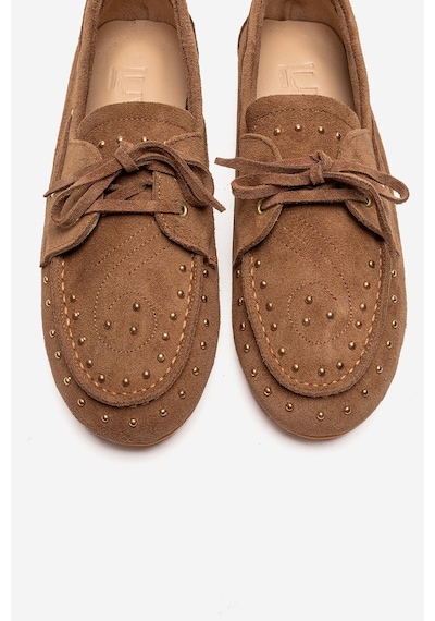 Luvishoes Cuesta Toprak Süet Hakiki Deri Troklu Bağcıklı Kadın Loafer Ayakkabı