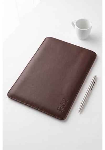 Minimalist 13 İnç Laptop Kılıfı, Vegan Deri, Su İtici Özellikli, Bilgisayar Notebook Laptop Çantası Acı Kahve, 13 İnç