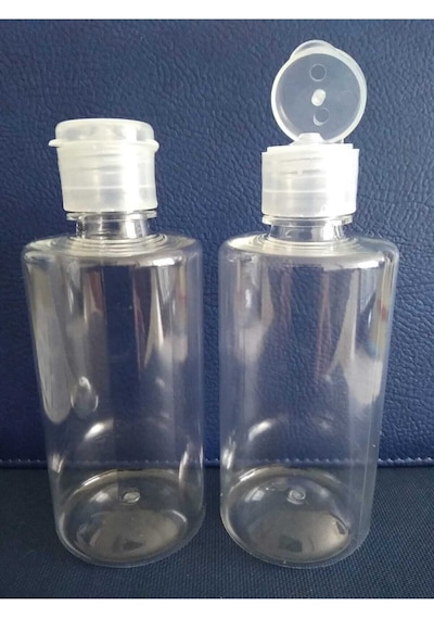 Güvenç Ambalaj 100 Adet 100 ml Şeffaf Fliptop Kapaklı Plastik Pet Likit Dezenfektan Kozmetik Şişesi