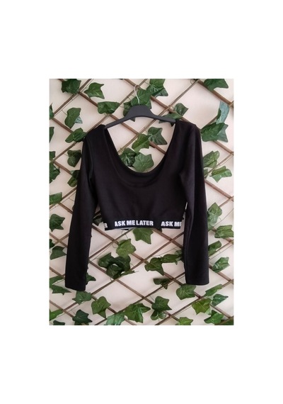 Çınar Boutique Beli Lastikli Crop Siyah Siyah