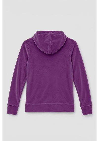Markapia Kadın Kapüşonlu Cepli Yumuşak Kadife Dokulu Sweatshirt Mor