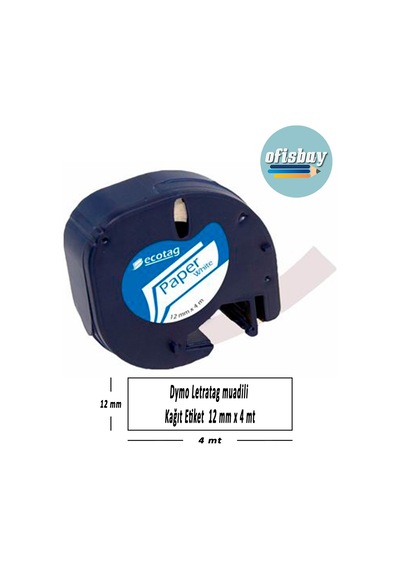 Ecotag Dymo 59421 Letratag Muadil Kağıt Etiket 12 MM X 4 M