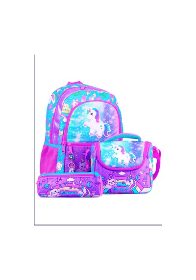 Unicorn Desenli Kız Çocuk 3'lü Okul Çanta Seti