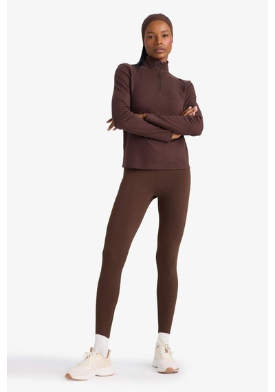 Defacto Defactofit Toparlayıcı Yüksek Bel İçi Yumuşak Tüylü Beli Saran Basic Düz Sporcu Tayt W8206az25aubn192 Kahve