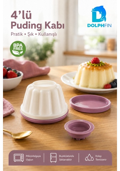 4 Lü Kapaklı Puding Kabı Bpa Free Mikrodalgaya Uygun Tatlı Ve Muhallebi Kalıbı Çok renkli