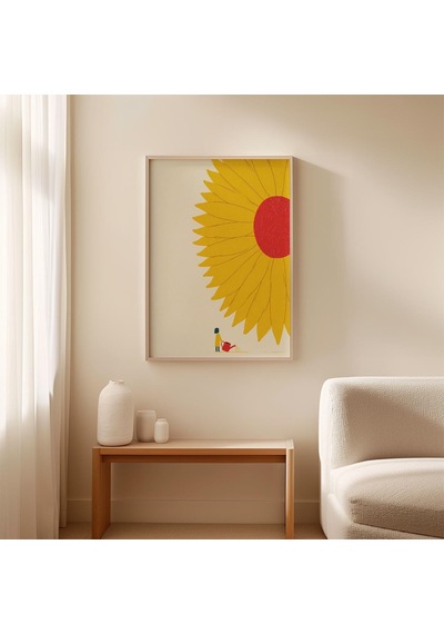 Ayçiçeği Minimalist Poster Sarı Çiçekli Duvar Sanatı Modern Botanik Baskı