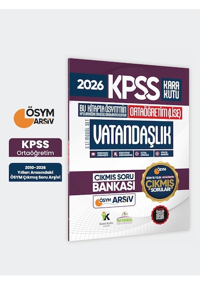 2026 Fullortaöğretim Kpss Vatandaşlık Kara Kutu ÖSYM Çıkmış Soru Bankası Son 15 Yıl(sadece Lise)