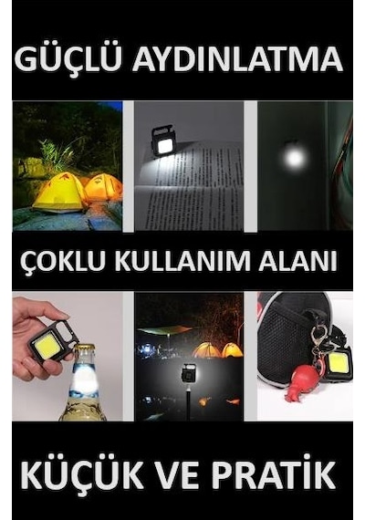 Led Lamba Mini 30 Ledli Mıknatıslı Şarjlı Askılı Anahtarlık Kamp Çadır Lambası Fener