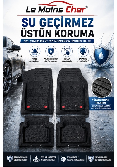 Kia Ceed Cool Havuzlu Oto Paspası Kaymaz Taban Dayanıklı Joker Siyah