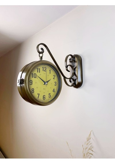 Eskitme Metal Antique İstasyon Saati 36 X 25 Cm