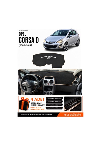 Opel Corsa D 2006-2014 Uyumlu Torpido Koruma, Torpido Örtüsü, Torpido Kılıfı - Siyah Bej