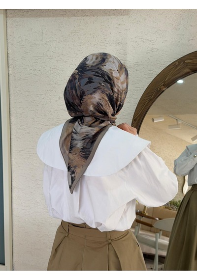 Qalortex Scarf Pamuklu Soft Lara Desen Eşarp-antrasit