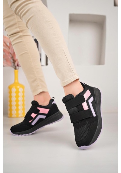 Mcdark Kadın Siyah Pudra Cırtlı Sneaker Ayakkabı