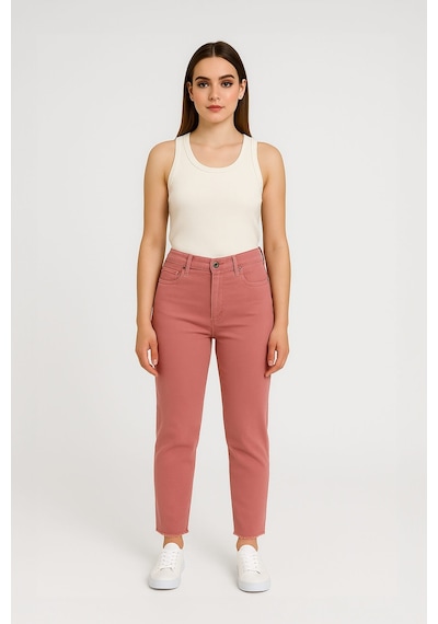 Kadın Paçası Püskül Detaylı Jean Pantolon Pembe Pembe Kadın Paçası Püskül Detaylı Jean Pantolon Pembe Pembe
