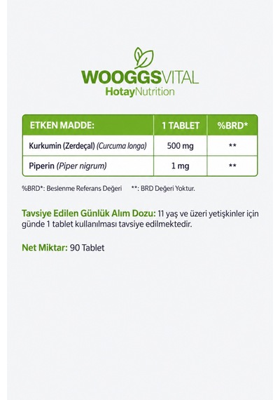 Kurkumin Ve Piperin 90 Tablet